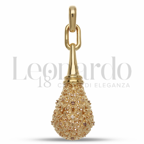 con Zirconi bianchi e zirconi Brown in Oro Giallo da 8gr.