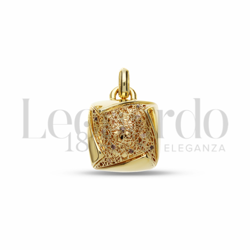 con Zirconi bianchi e zirconi Brown in Oro Giallo da 5,6gr.