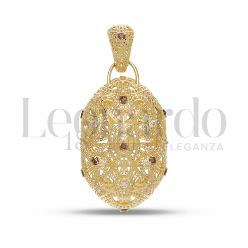 con Zirconi bianchi e zirconi Brown in Oro Giallo da 5,3gr.