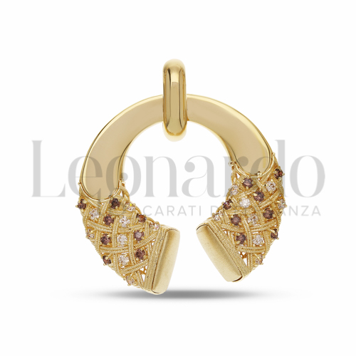 con Zirconi bianchi e zirconi Brown in Oro Giallo da 10,2gr.