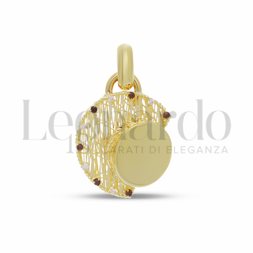 con Zirconi bianchi e zirconi Brown in Oro Giallo da 6,1gr.