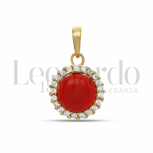con Corallo e Zirconi Bianchi in Oro Giallo da 1,9gr.