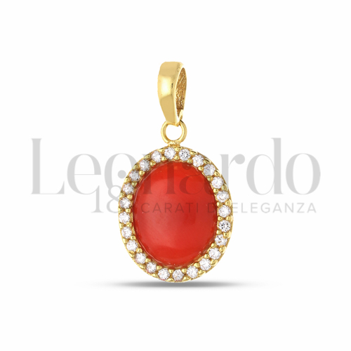 con Corallo e Zirconi Bianchi in Oro Giallo da 1,7gr.