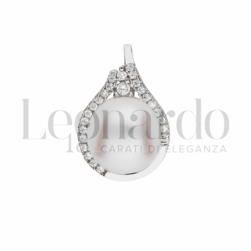 con Zirconi bianchi & Perla in Oro Bianco da 1,8gr.