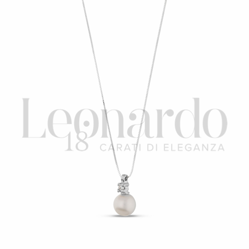 7,00 mm con Perla & Zirconi bianchi in Oro Bianco da 1,6gr.