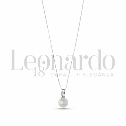 6,00 mm con Perla & Zirconi bianchi in Oro Bianco da 1,6gr.
