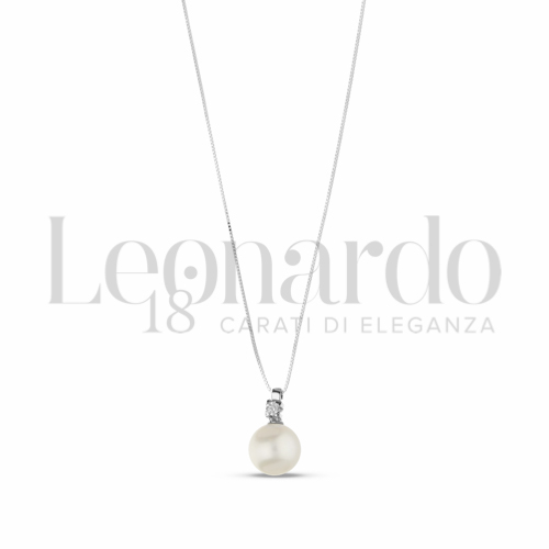 7,50 mm con Perla & Zirconi bianchi in Oro Bianco da 1,8gr.