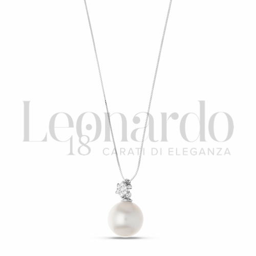 8,50 mm con Perla & Zirconi bianchi in Oro Bianco da 2,1gr.