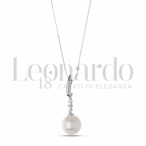 9,00 mm con Perla & Zirconi bianchi in Oro Bianco da 2,5gr.
