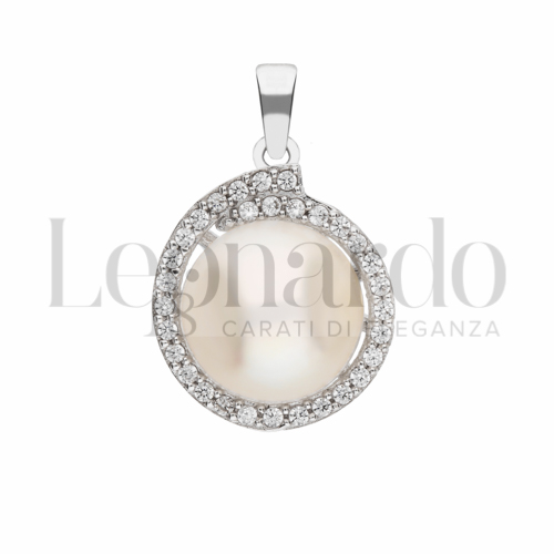 con Zirconi bianchi & Perla in Oro Bianco da 2,5gr.