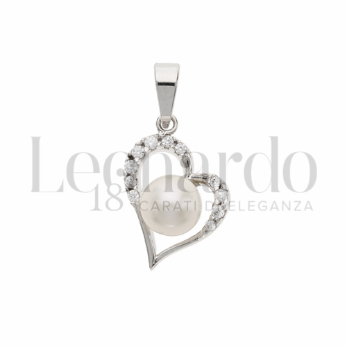 con Zirconi bianchi & Perla in Oro Bianco da 1,5gr.