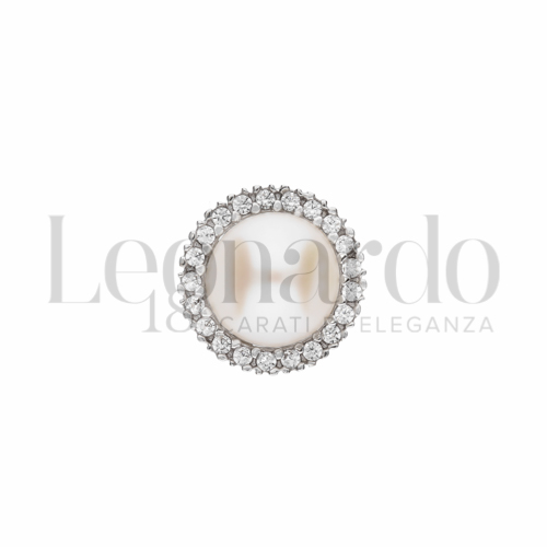 con Zirconi bianchi & Perla in Oro Bianco da 1,5gr.