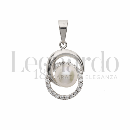 con Perla & Zirconi bianchi in Oro Bianco da 1,8gr.