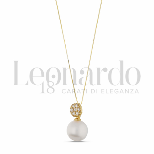 9,00 mm con Perla & Zirconi bianchi in Oro Giallo da 2,4gr.