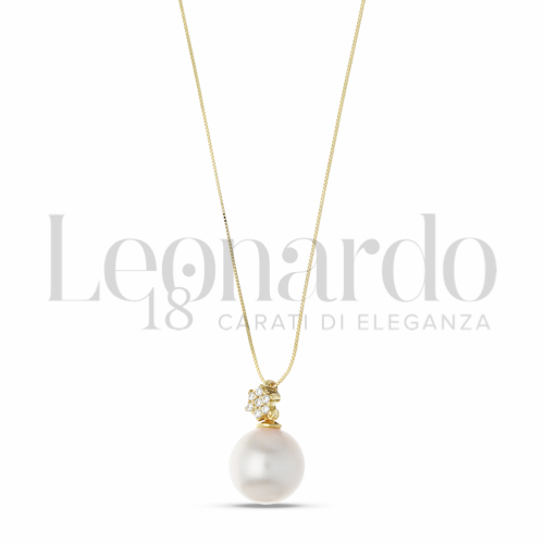 8,50 mm con Perla & Zirconi bianchi in Oro Giallo da 2,2gr.
