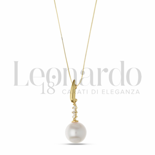 9,00 mm con Perla & Zirconi bianchi in Oro Giallo da 2,3gr.