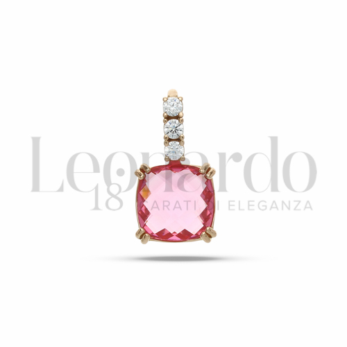 con Pietra di Colore Rosso e zirconi bianchi in Oro Rosa da 1,1gr.