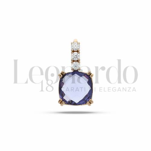 con Pietra di Colore Blu e zirconi bianchi in Oro Rosa da 1,1gr.