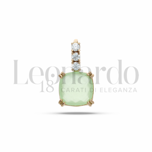 con Pietra di Colore Verde e zirconi bianchi in Oro Rosa da 1gr.