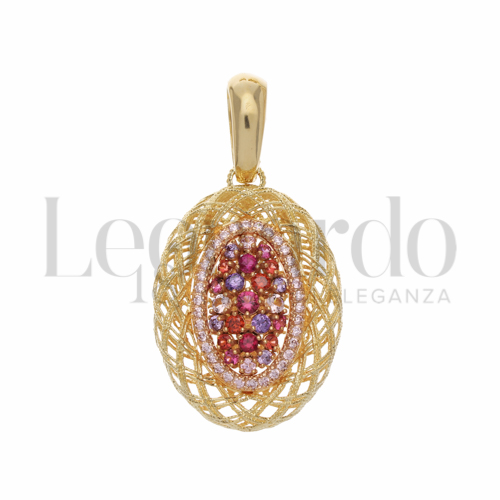 con Zircone rosa in Oro Giallo e Oro Bianco da 8,5gr.