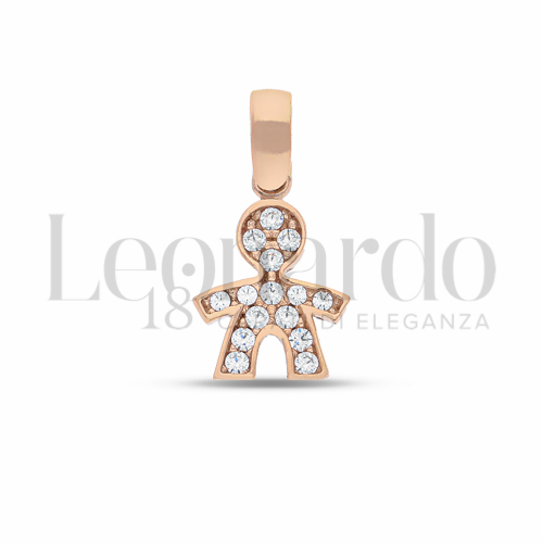 1° Misura con Pavé di zirconi bianchi in Oro Rosa da 1gr.