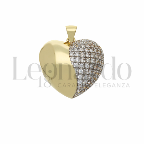 1° Misura con Mezzo Pavé di zirconi bianchi in Oro Giallo e Oro Bianco da 4gr.
