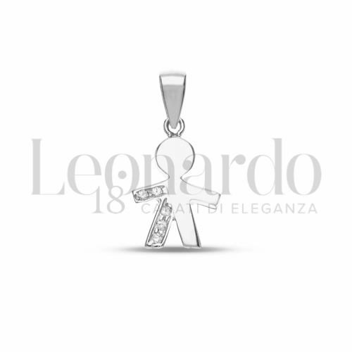 1° Misura con Mezzo Pavé di zirconi bianchi in Oro Bianco da 1gr.