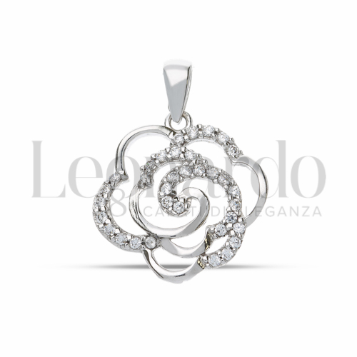 1° Misura con Mezzo Pavé di zirconi bianchi in Oro Bianco da 1,7gr.