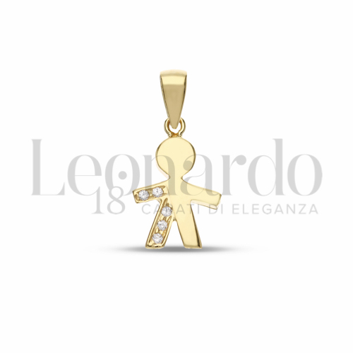 1° Misura con Mezzo Pavé di zirconi bianchi in Oro Giallo da 1,1gr.