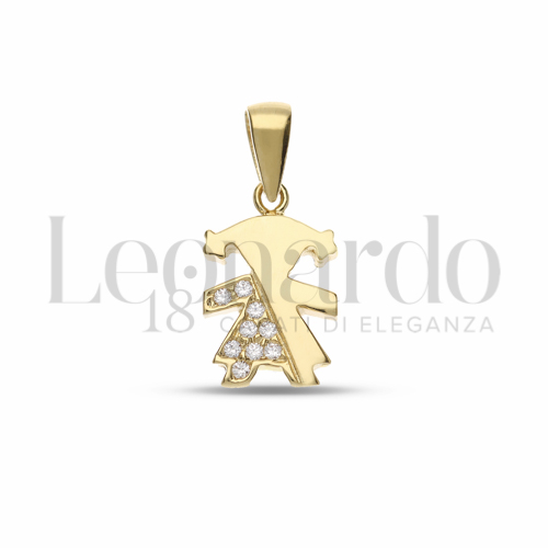 1° Misura con Mezzo Pavé di zirconi bianchi in Oro Giallo da 1,1gr.