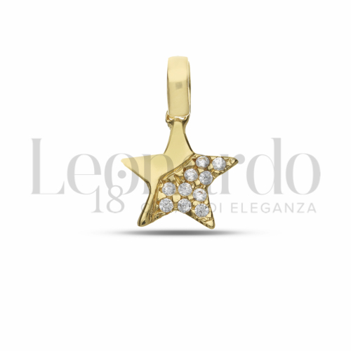 1° Misura con Mezzo Pavé di zirconi bianchi in Oro Giallo da 0,7gr.