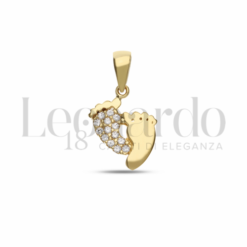 1° Misura con Mezzo Pavé di zirconi bianchi in Oro Giallo da 0,9gr.