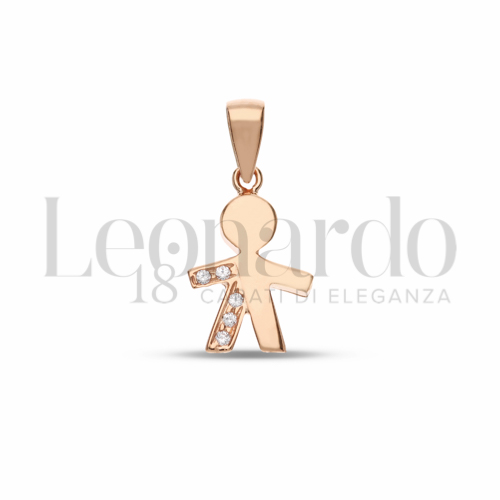 1° Misura con Mezzo Pavé di zirconi bianchi in Oro Rosa da 0,9gr.