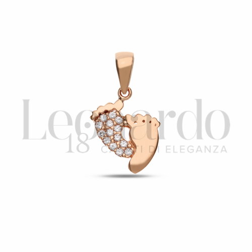 1° Misura con Mezzo Pavé di zirconi bianchi in Oro Rosa da 0,8gr.