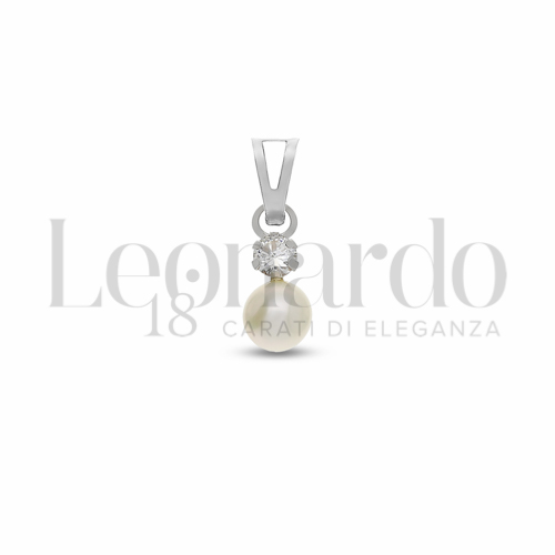 1° Misura con Perla + Zirconi bianchi in Oro Bianco da 0,4gr.
