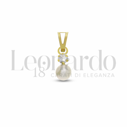 1° Misura con Perla + Zirconi bianchi in Oro Giallo da 0,4gr.