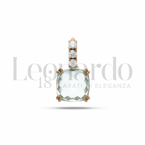 con Topazio azzurro e zirconi bianchi in Oro Rosa da 1,1gr.