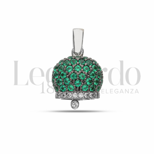 2° Misura con Pavè di zirconi Verdi e zirconi bianchi in Oro Bianco da 2,6gr.