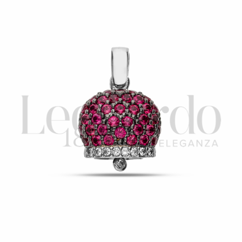 2° Misura con Pavè di zirconi Rossi e zirconi bianchi in Oro Bianco da 2,6gr.