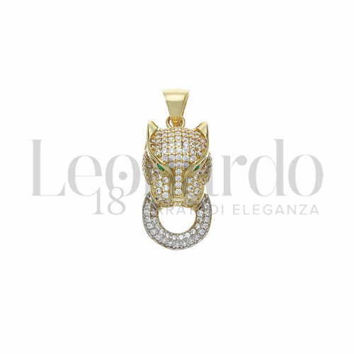 con Zirconi verdi e zirconi bianchi in Oro Giallo e Oro Bianco da 3,9gr.