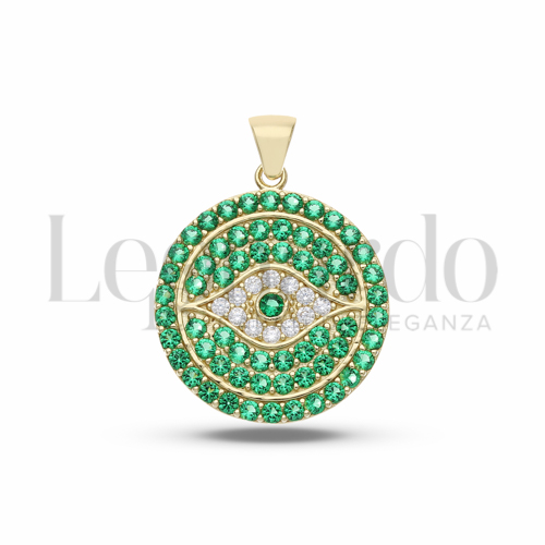 2° Misura con Zirconi verdi e zirconi bianchi in Oro Giallo da 3,3gr.