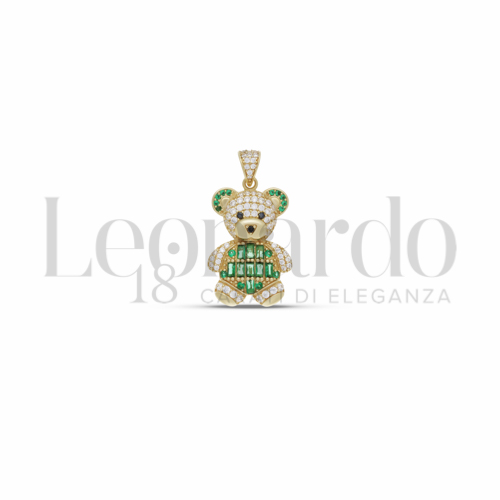 1&deg; Misura con Zirconi verdi e zirconi bianchi in Oro Giallo da 5gr.