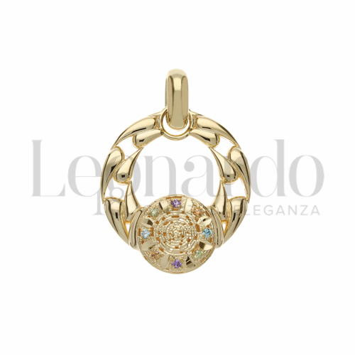 con Zirconi Viola, Verdi, Azzurri e citrino in Oro Giallo da 7,3gr.