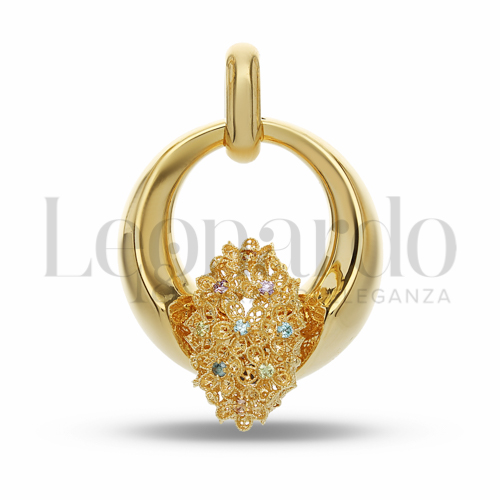 con Zirconi Viola, Verdi, Azzurri e citrino in Oro Giallo da 7,6gr.