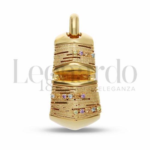 con Zirconi Viola, Verdi, Azzurri e citrino in Oro Giallo da 9,1gr.