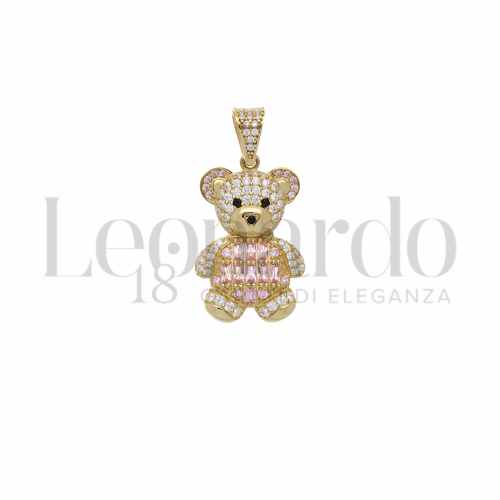 1° Misura con Zirconi Rosa e Zirconi Bianchi in Oro Giallo da 5gr.