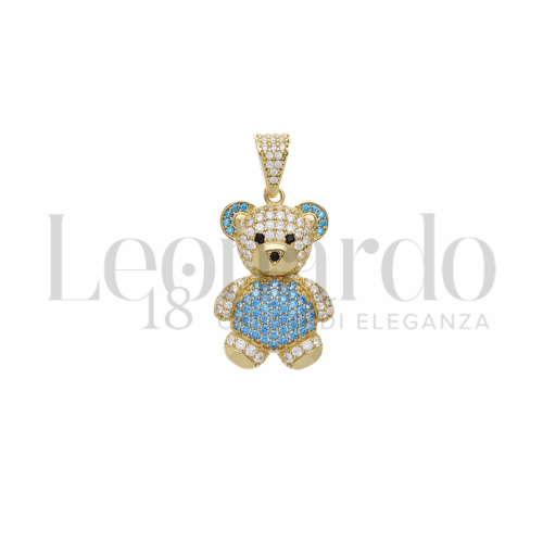 1° Misura con Zirconi azzurri e zirconi bianchi in Oro Giallo da 4,7gr.