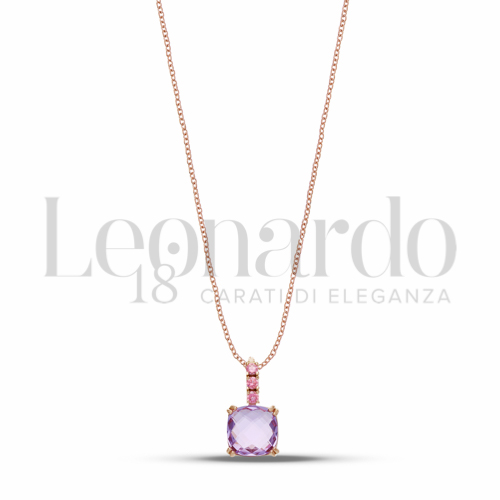 con Pietra Idrotermale Viola e zirconi rosa in Oro Rosa da 2,8gr.
