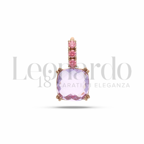 con Pietra Idrotermale Viola e zirconi rosa in Oro Rosa da 1,1gr.