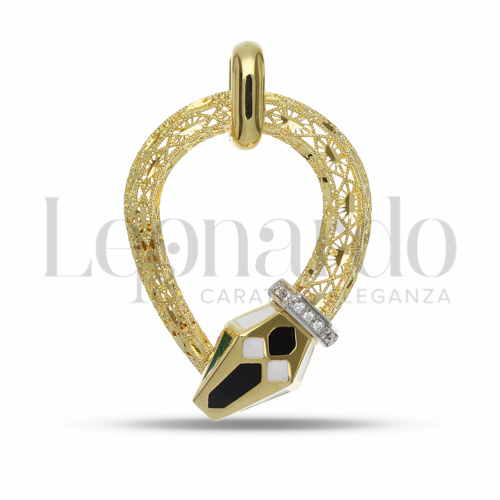 con Smalto Nero, Bianco, Verde e Zirconi Bianchi in Oro Giallo e Oro Bianco da 7,8gr.